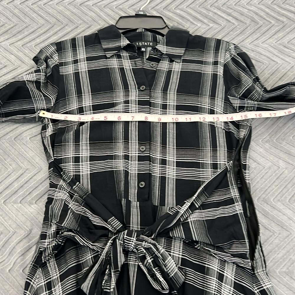 1.State Plaid Asymmetrical Dress with Tie Waist - Picture 10 of 13